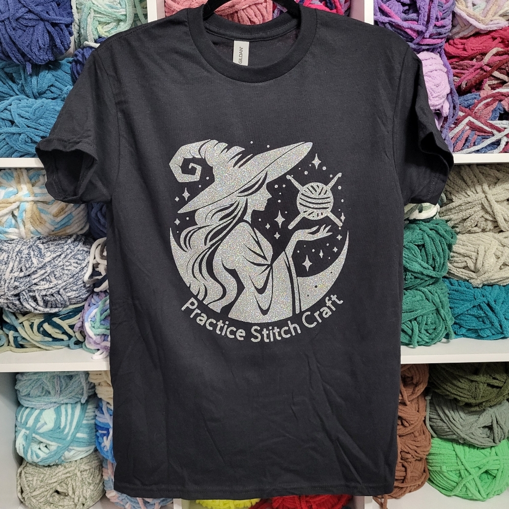 Black Graphic Tee with Silver Design